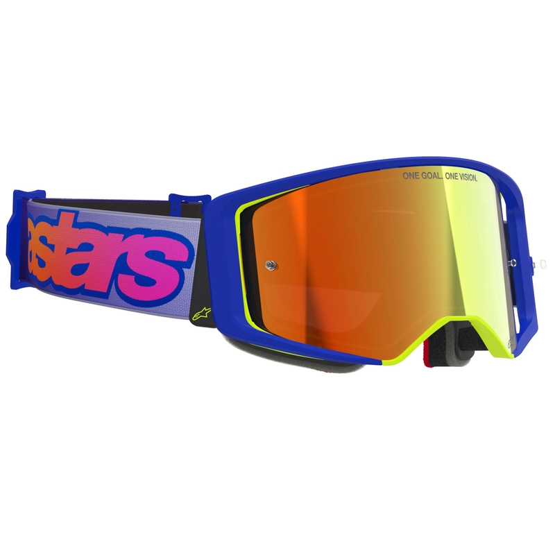 Γυαλιά motocross Alpinestars Supertech Vision Vista μπλε-κίτρινο-μωβ με κόκκινο καθρέφτη φακό