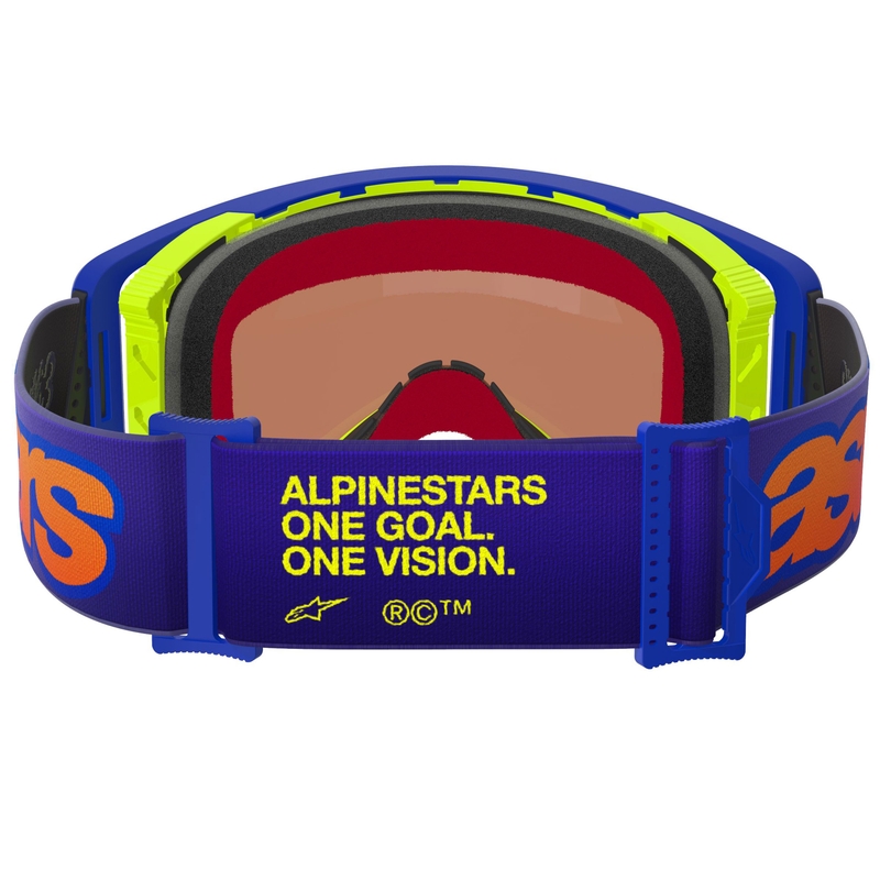 Γυαλιά motocross Alpinestars Supertech Vision Vista μπλε-κίτρινο-μωβ με κόκκινο καθρέφτη φακό
