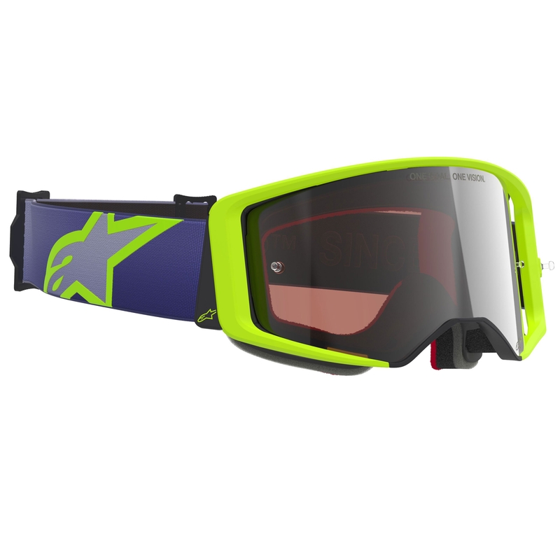 Γυαλιά motocross Alpinestars Supertech Vision Corp μωβ-κίτρινα με ασημί φακό καθρέφτη