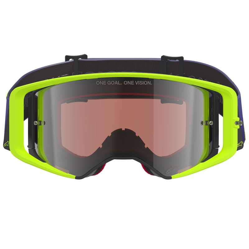 Γυαλιά motocross Alpinestars Supertech Vision Corp μωβ-κίτρινα με ασημί φακό καθρέφτη