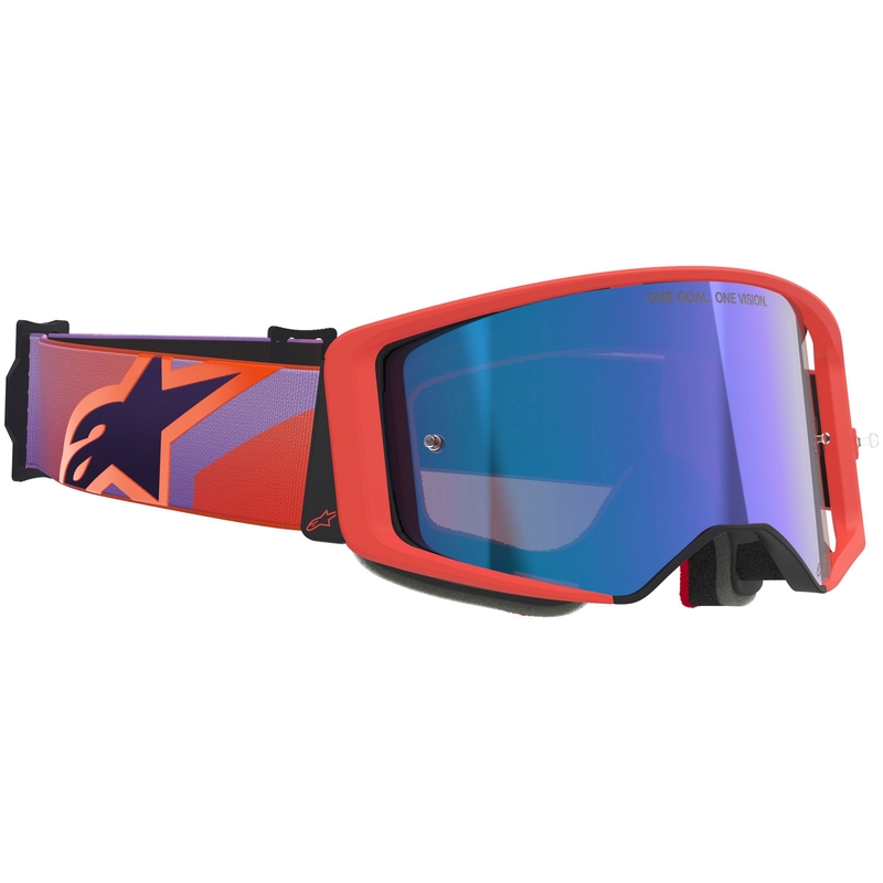 Γυαλιά motocross Alpinestars Supertech Vision Corp πορτοκαλί-μωβ με μπλε καθρέφτη φακό
