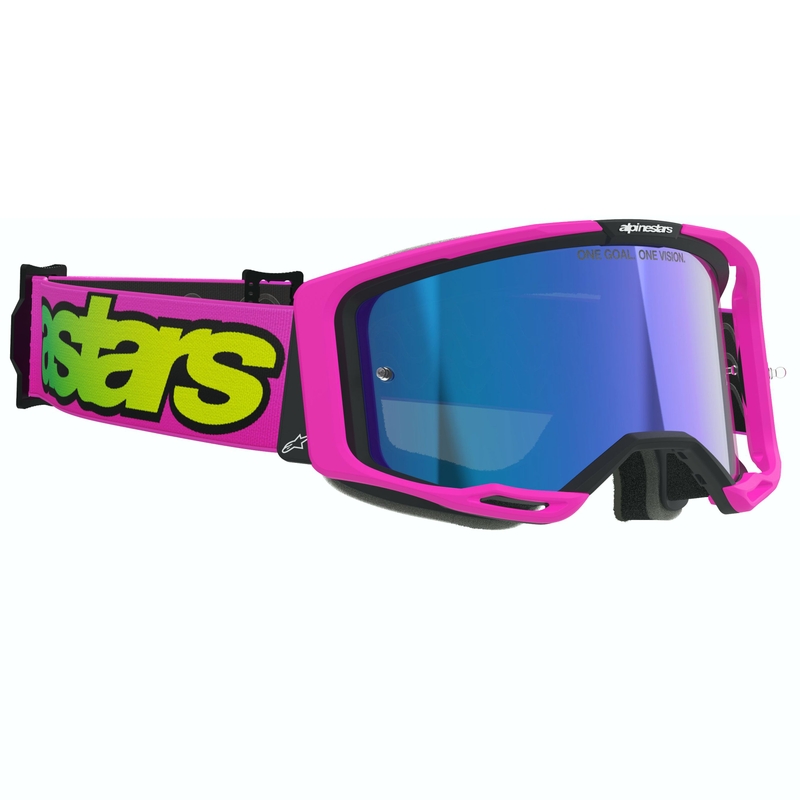 Γυαλιά motocross Alpinestars Vision 8 Vista fluo ροζ-fluo κίτρινο-πράσινο με μπλε καθρέφτη φακό