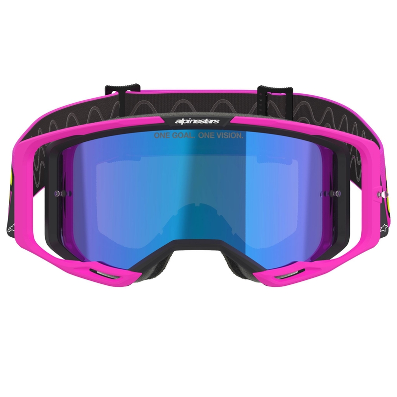 Γυαλιά motocross Alpinestars Vision 8 Vista fluo ροζ-fluo κίτρινο-πράσινο με μπλε καθρέφτη φακό