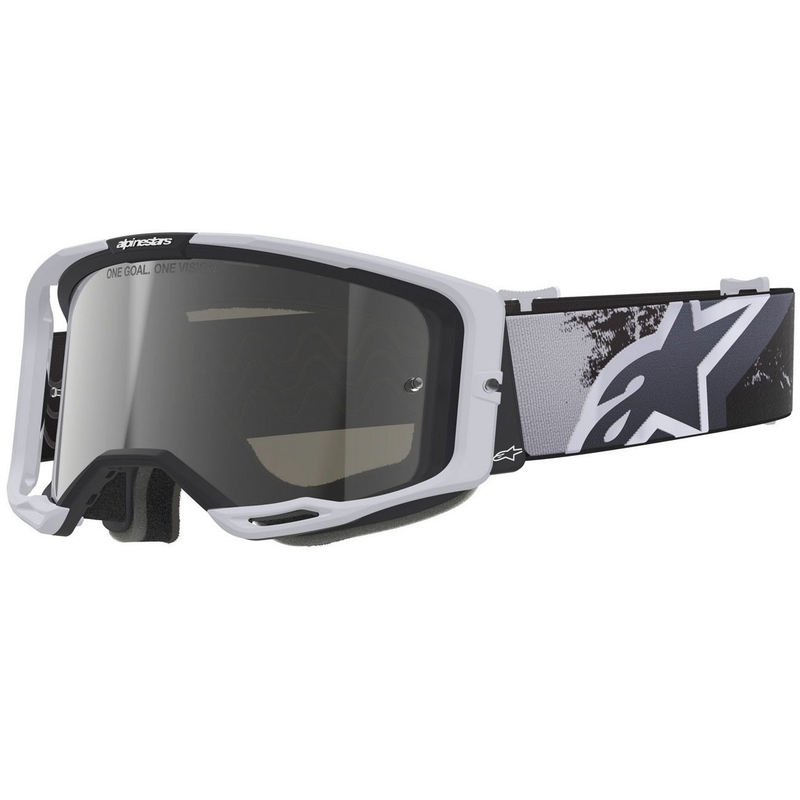 Γυαλιά motocross Alpinestars Supertech Vision 8 Lahnd λευκά-μαύρα με ασημί καθρέφτη φακό