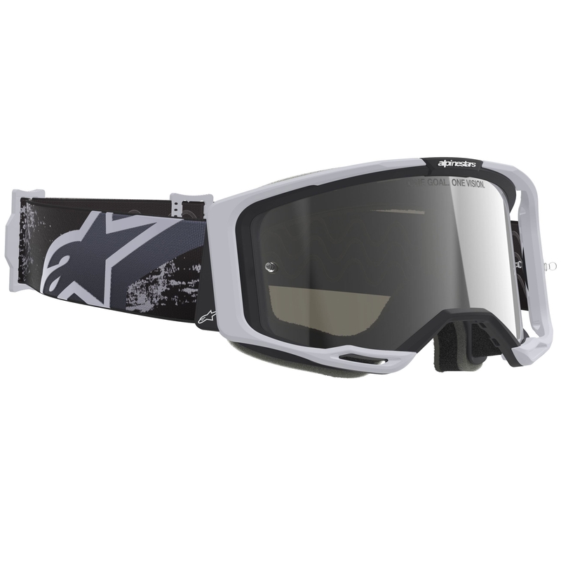 Γυαλιά motocross Alpinestars Supertech Vision 8 Lahnd λευκά-μαύρα με ασημί καθρέφτη φακό
