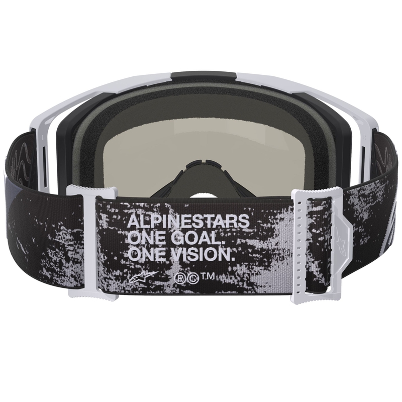 Γυαλιά motocross Alpinestars Supertech Vision 8 Lahnd λευκά-μαύρα με ασημί καθρέφτη φακό