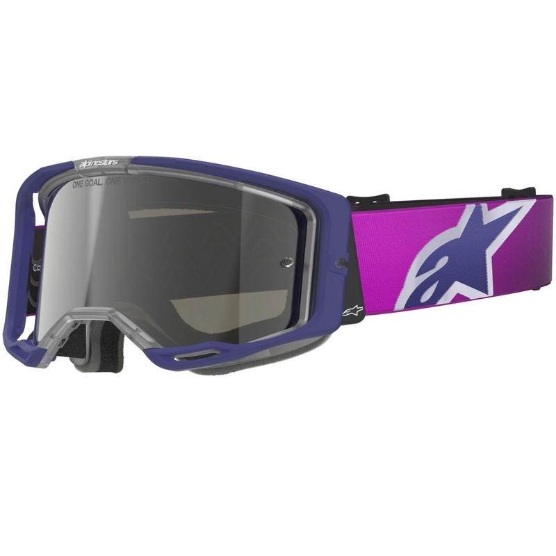 Γυαλιά motocross Alpinestars Vision 8 Corp μωβ-διαφανή με ασημί καθρέφτη φακό