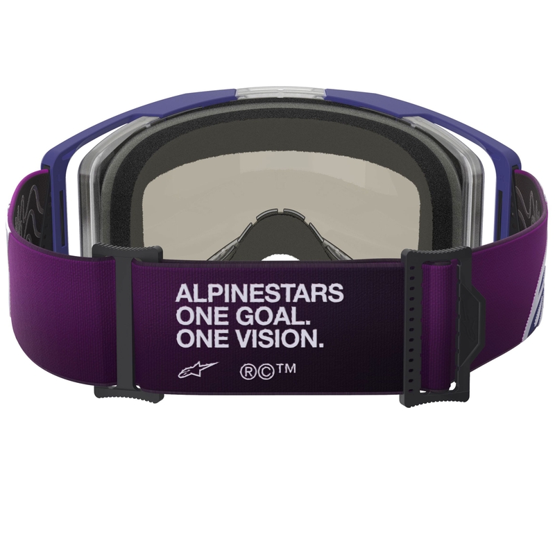 Γυαλιά motocross Alpinestars Vision 8 Corp μωβ-διαφανή με ασημί καθρέφτη φακό