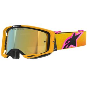 Γυαλιά motocross Alpinestars Vision 8 Corp πορτοκαλί-κίτρινο-ροζ με χρυσό καθρέφτη φακό