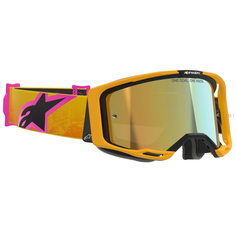 Γυαλιά motocross Alpinestars Vision 8 Corp πορτοκαλί-κίτρινο-ροζ με χρυσό καθρέφτη φακό
