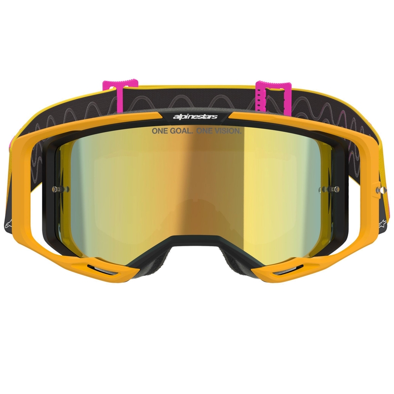 Γυαλιά motocross Alpinestars Vision 8 Corp πορτοκαλί-κίτρινο-ροζ με χρυσό καθρέφτη φακό