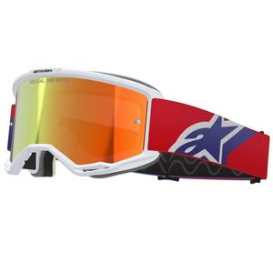 Γυαλιά motocross Alpinestars Vision 5 Corp λευκά-μπλε-κόκκινα με κόκκινο καθρέφτη φακό
