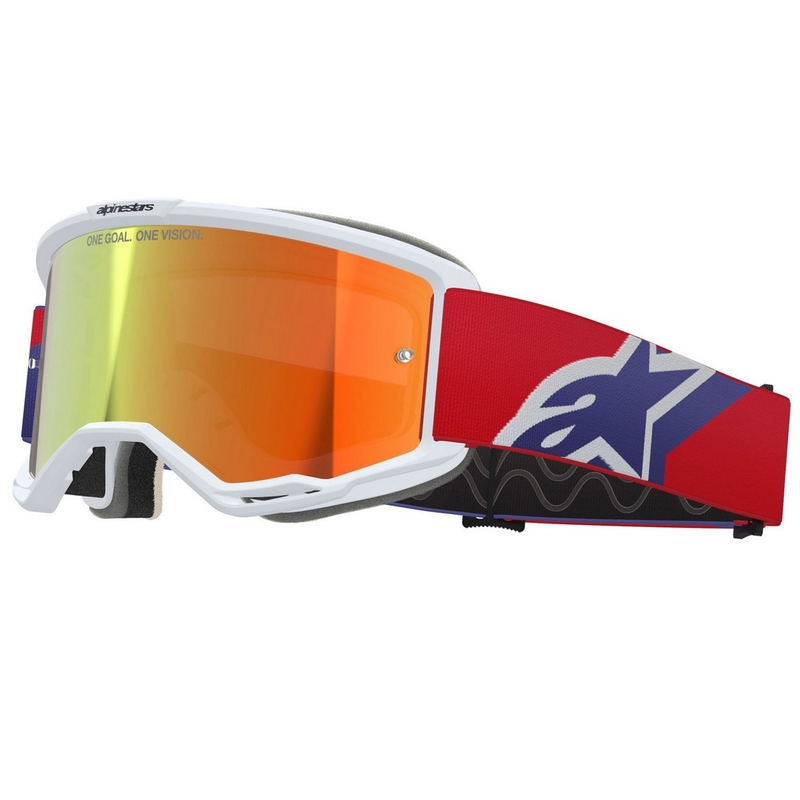 Γυαλιά motocross Alpinestars Vision 5 Corp λευκά-μπλε-κόκκινα με κόκκινο καθρέφτη φακό