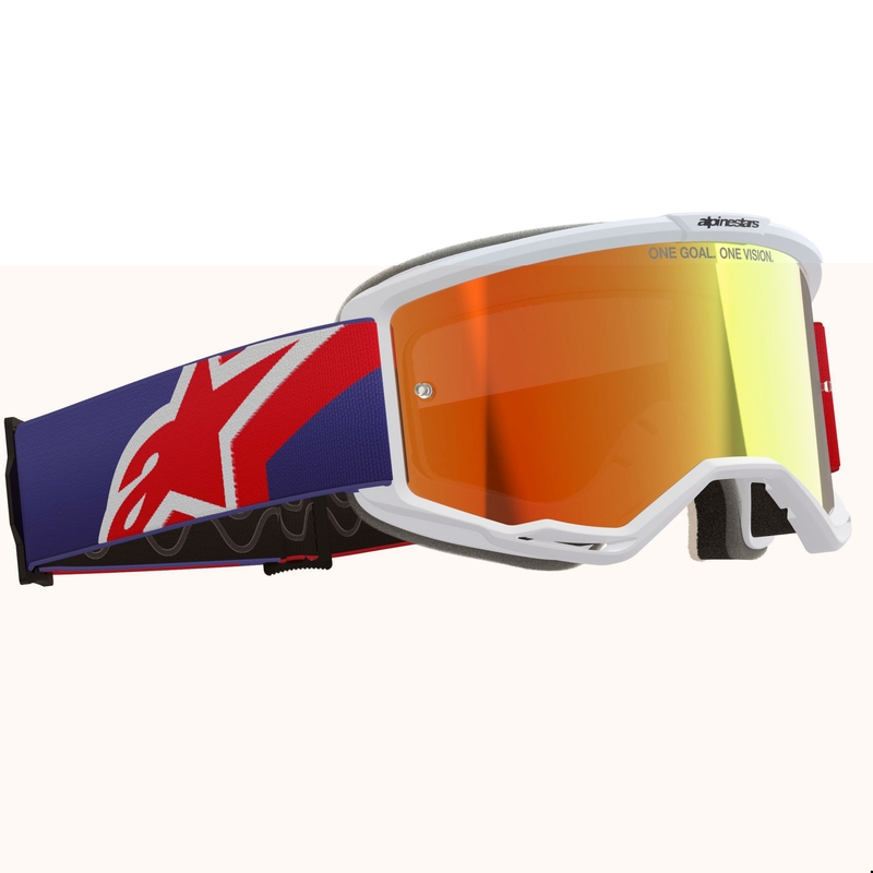 Γυαλιά motocross Alpinestars Vision 5 Corp λευκά-μπλε-κόκκινα με κόκκινο καθρέφτη φακό