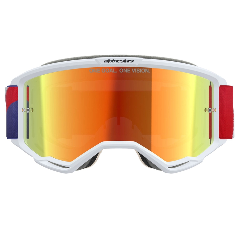Γυαλιά motocross Alpinestars Vision 5 Corp λευκά-μπλε-κόκκινα με κόκκινο καθρέφτη φακό