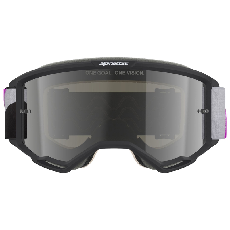 Γυαλιά motocross Alpinestars Vision 5 Corp μαύρο-γκρι-μωβ-λευκό με ασημί φακό καθρέφτη