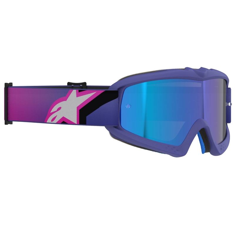 Παιδικά γυαλιά motocross Alpinestars Vision Youth Corp μωβ-φλουορόζ με μπλε καθρέφτη φακό