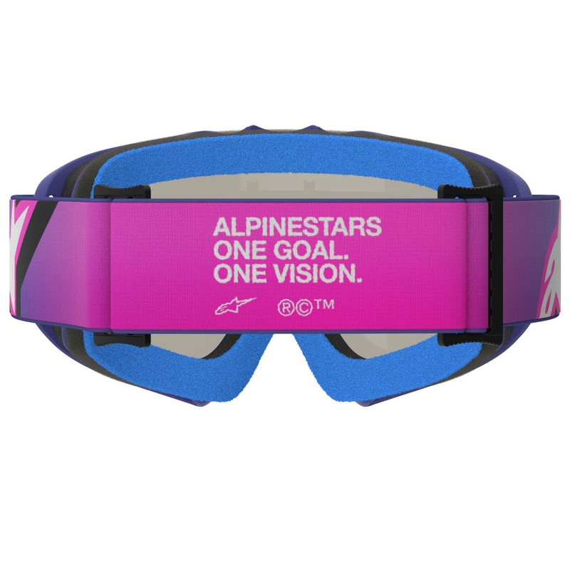 Παιδικά γυαλιά motocross Alpinestars Vision Youth Corp μωβ-φλουορόζ με μπλε καθρέφτη φακό