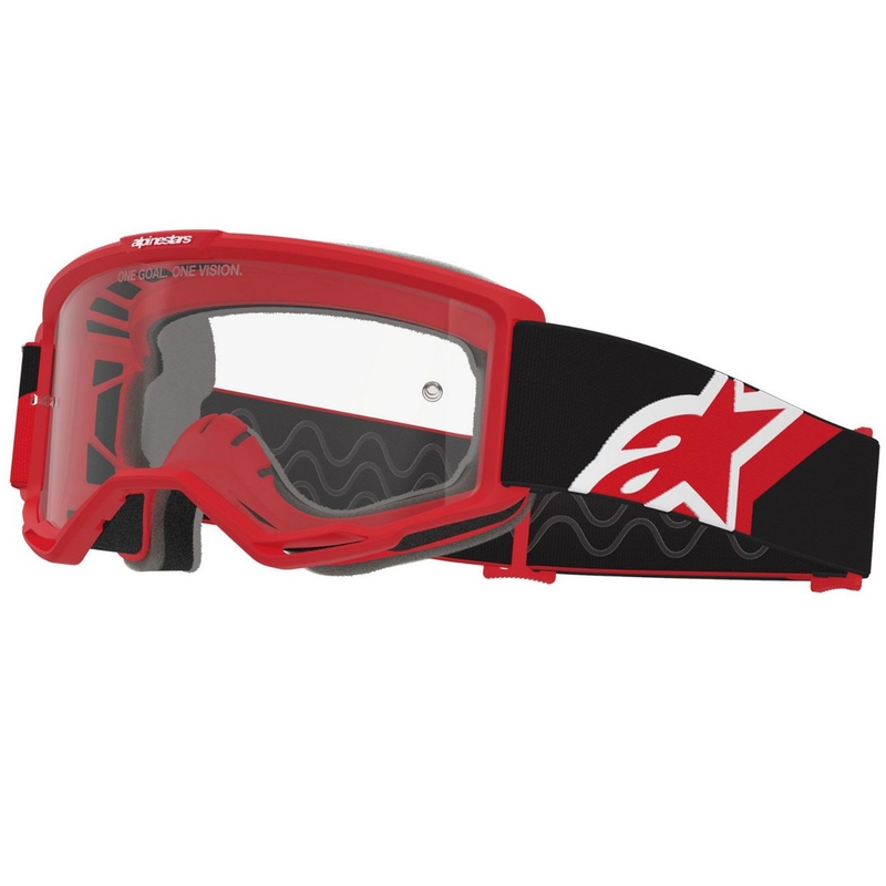 Γυαλιά motocross Alpinestars Vision OTG κόκκινα-μαύρα-άσπρα με διαφανή φακό