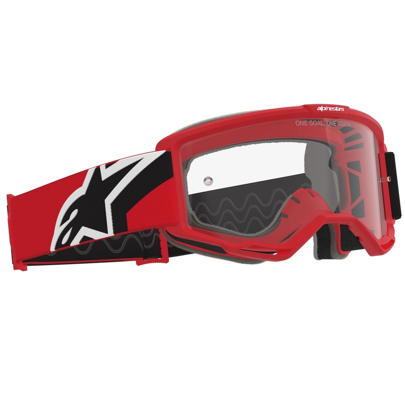 Γυαλιά motocross Alpinestars Vision OTG κόκκινα-μαύρα-άσπρα με διαφανή φακό