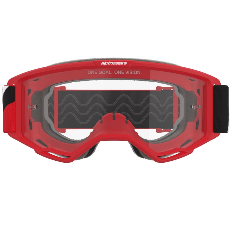 Γυαλιά motocross Alpinestars Vision OTG κόκκινα-μαύρα-άσπρα με διαφανή φακό