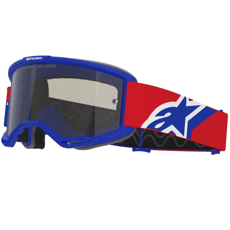 Γυαλιά motocross Alpinestars Vision Sand μπλε-κόκκινο-λευκό με σκούρο φακό smoke