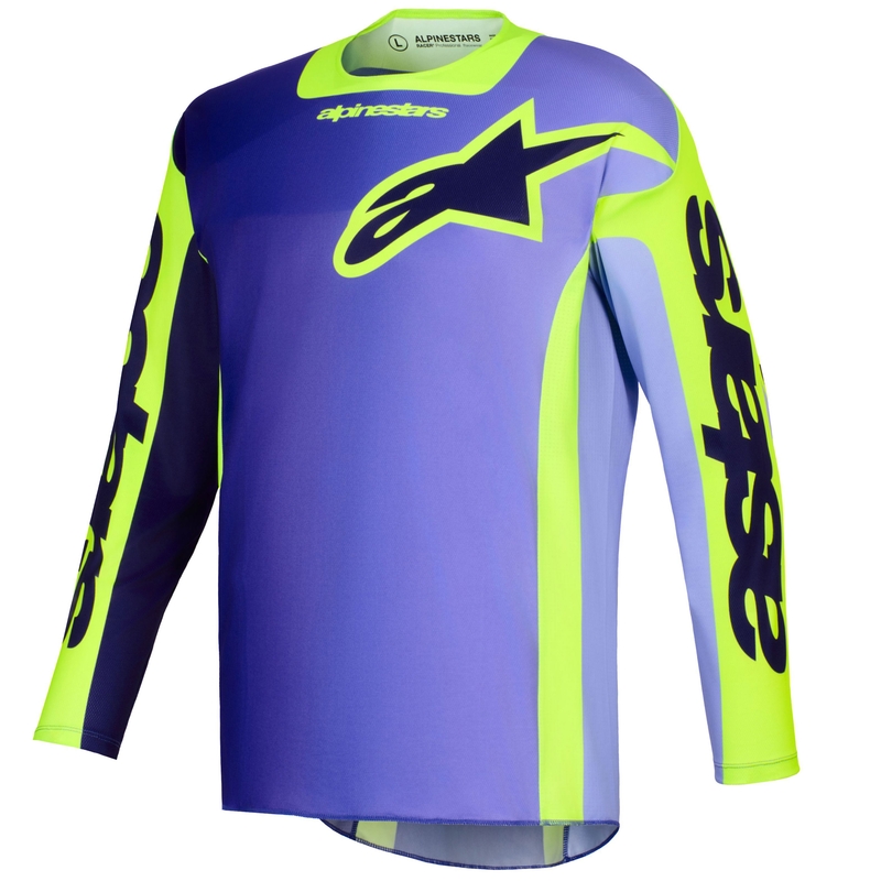 Φανέλα motocross Alpinestars Racer Portl μωβ-φλουορ κίτρινο