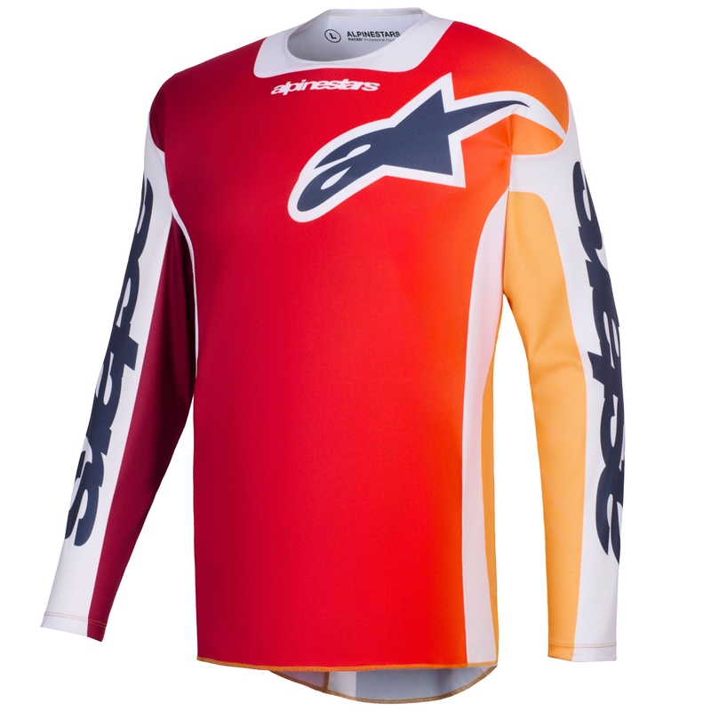 Φανέλα motocross Alpinestars Racer Portl κόκκινο-πορτοκαλί-ανοιχτό γκρι