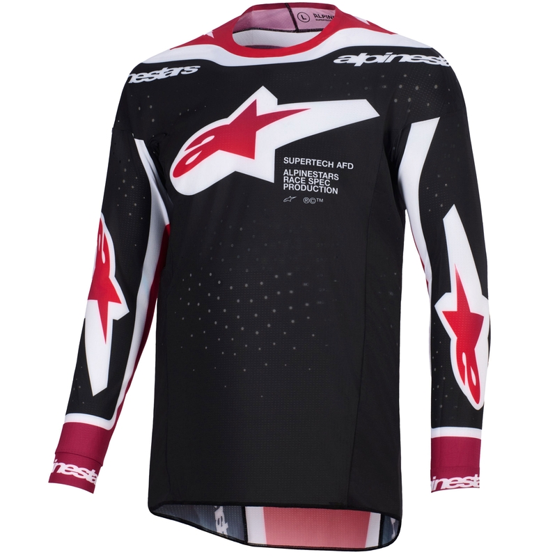 Φανέλα motocross Alpinestars Supertech Pro AFD Vista μαύρη-κόκκινη-λευκή