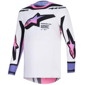 Φανέλα motocross Alpinestars Supertech Pro AFD Vista λευκή-μωβ-μαύρη