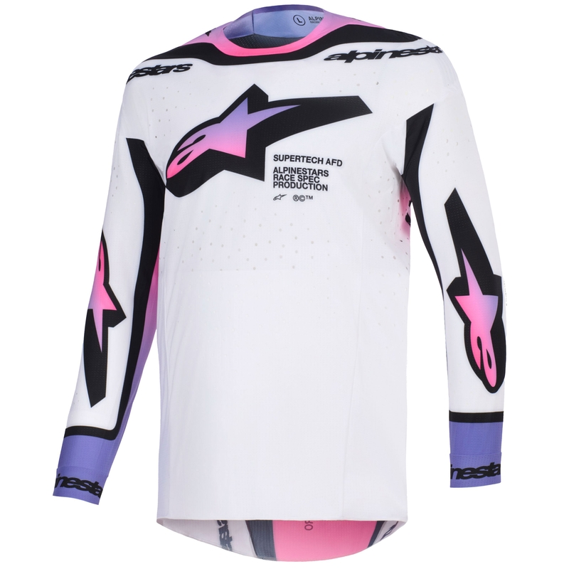 Φανέλα motocross Alpinestars Supertech Pro AFD Vista λευκή-μωβ-μαύρη