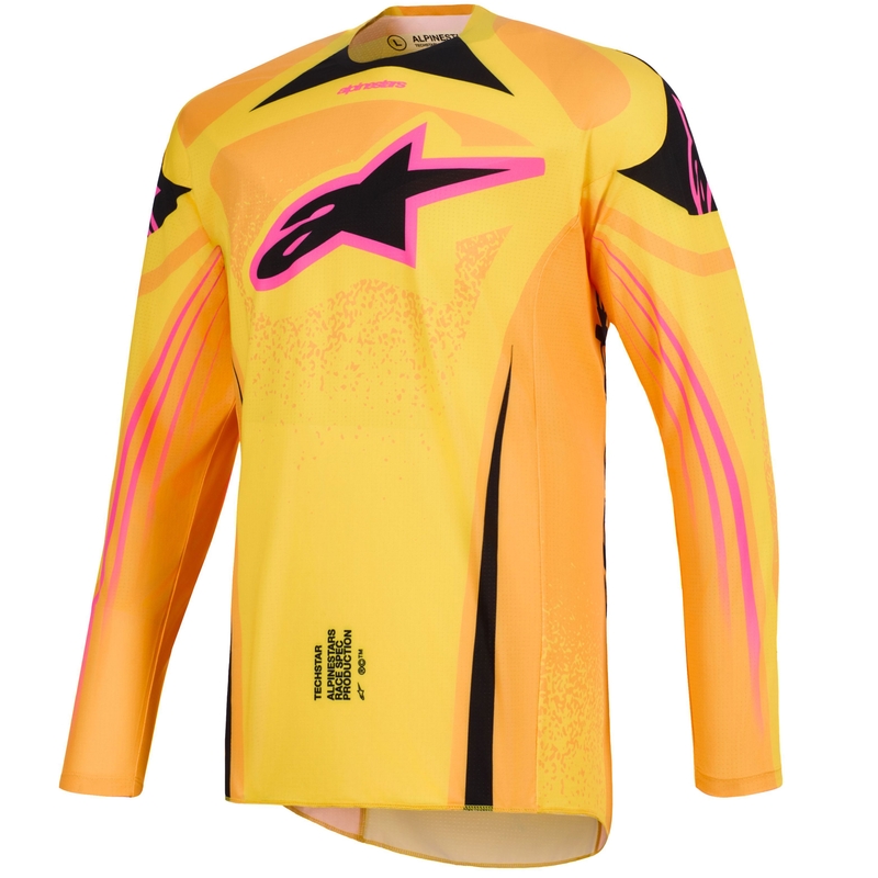 Φανέλα motocross Alpinestars Techstar Nomur πορτοκαλί-κίτρινο-ροζ