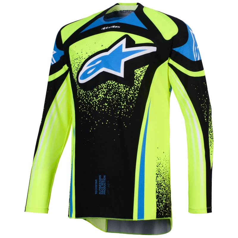 Φανέλα motocross Alpinestars Techstar Nomur σκούρο μπλε-φλουορ κίτρινο-μπλε