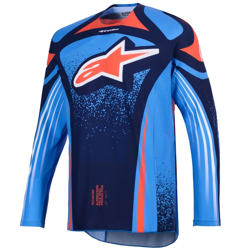 Φανέλα motocross Alpinestars Techstar Nomur σκούρο μπλε-πορτοκαλί-μπλε