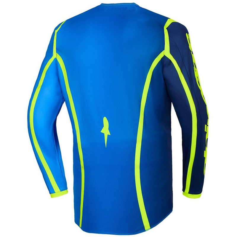 Μπλε-φλουορ κίτρινη φανέλα μοτοκρός Alpinestars Fluid Apex