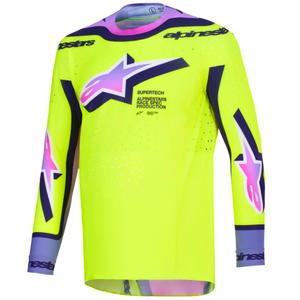 Φανέλα motocross Alpinestars Supertech Vista σε fluo κίτρινο-μωβ-μαύρο