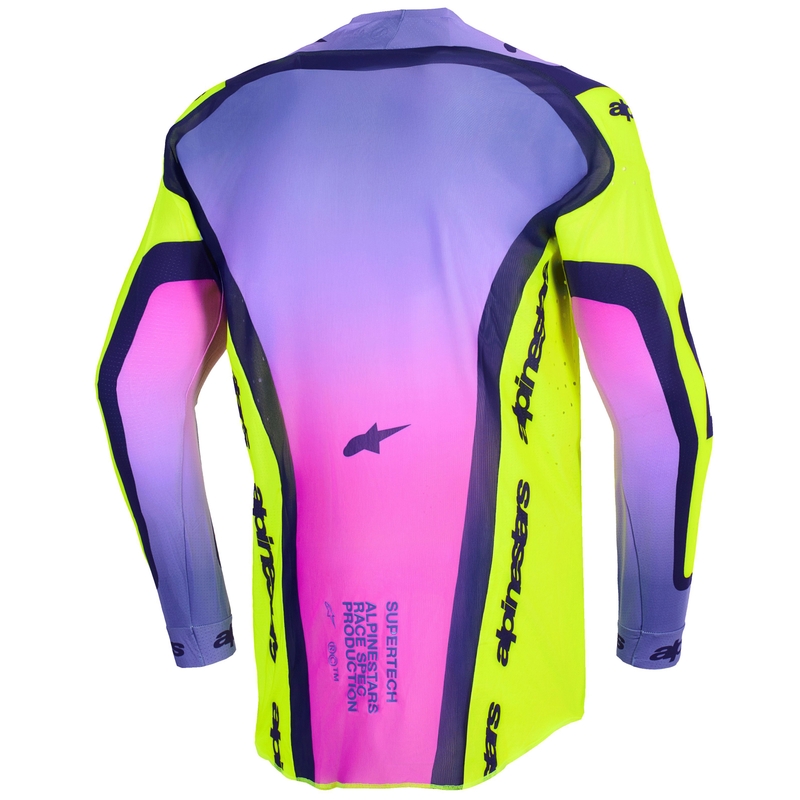 Φανέλα motocross Alpinestars Supertech Vista σε fluo κίτρινο-μωβ-μαύρο