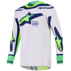 Φανέλα motocross Alpinestars Supertech Vista ανοιχτό γκρι-φλουό κίτρινο-πράσινο-μπλε-ροζ
