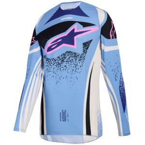 Γυναικεία φανέλα motocross Alpinestars Stella Techstar Nomur ανοιχτό μπλε-λευκό υπόλευκο-μαύρο-ροζ
