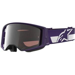 Γυαλιά motocross Alpinestars Supertech Vision Hunta96 XXV μωβ-λευκά με καθρέφτη ασημί πλεξιγκλάς
