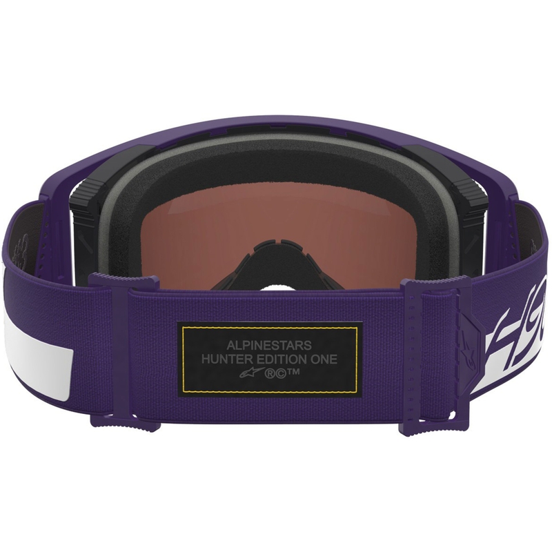 Γυαλιά motocross Alpinestars Supertech Vision Hunta96 XXV μωβ-λευκά με καθρέφτη ασημί πλεξιγκλάς