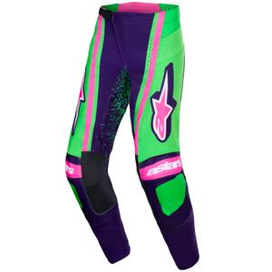 Παντελόνι motocross Alpinestars Techstar Nomur σκούρο μωβ-πράσινο-φλουορόζ
