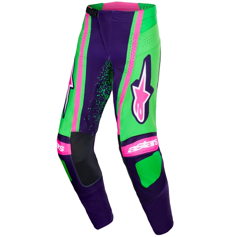 Παντελόνι motocross Alpinestars Techstar Nomur σκούρο μωβ-πράσινο-φλουορόζ