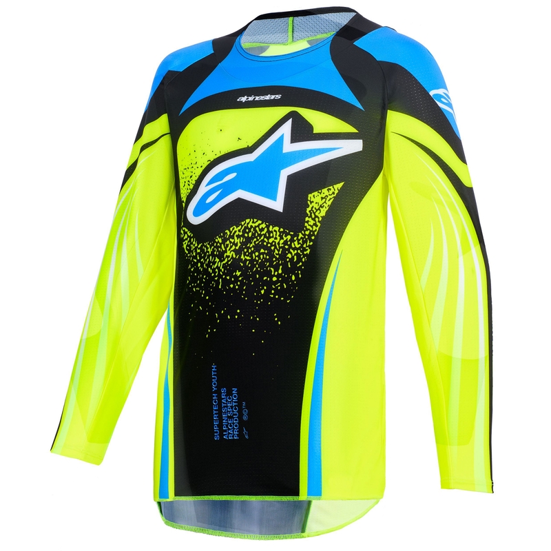 Παιδική φανέλα Motocross Alpinestars Techstar Nomur Σκούρο μπλε-Φθορίζον κίτρινο-μπλε