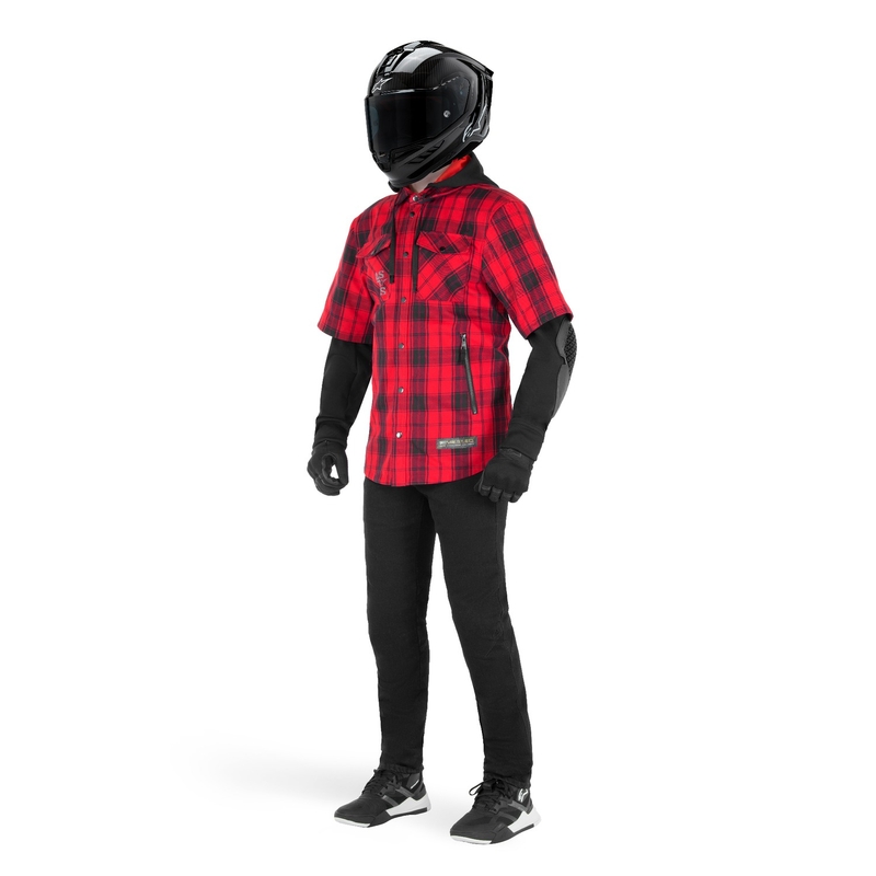 Μπλούζα μοτοσικλέτας Alpinestars MO.ST.EQ Tartan κόκκινο-μαύρο