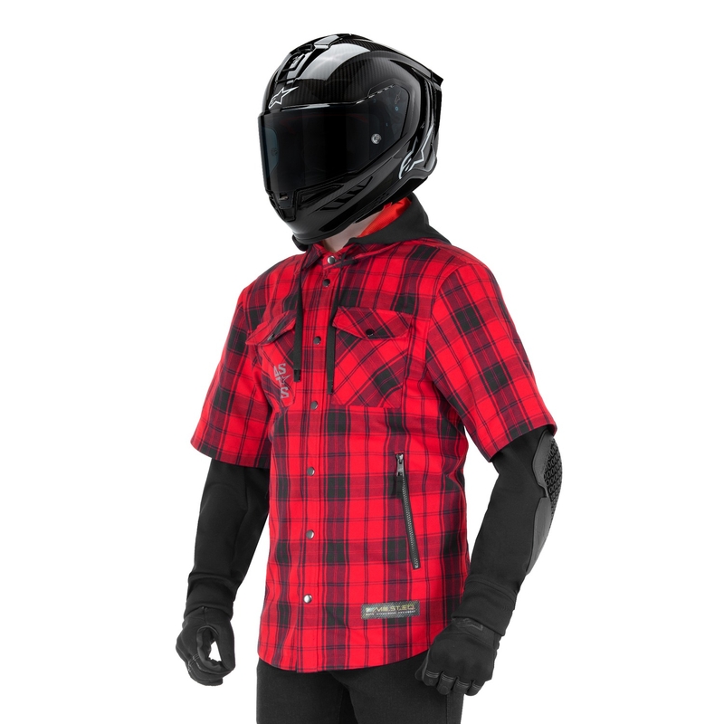 Μπλούζα μοτοσικλέτας Alpinestars MO.ST.EQ Tartan κόκκινο-μαύρο