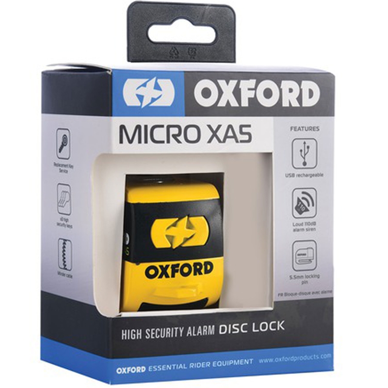 Κλείδωμα δισκόφρενου Oxford Micro XA5 με ενσωματωμένο συναγερμό κίτρινο-μαύρο