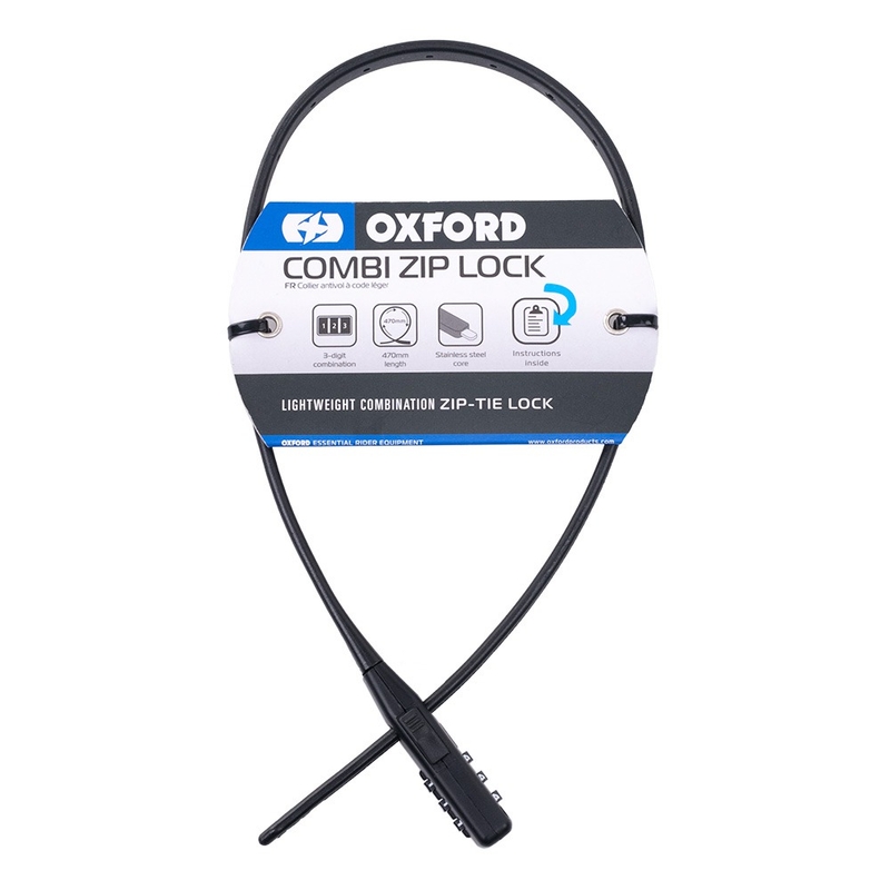 Κλειδαριά Oxford Combi Zip Lock για κράνη και αξεσουάρ, μαύρη