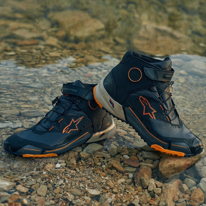 Μπότες μοτοσικλέτας Alpinestars CR-X Drystar μαύρο-καφέ-πορτοκαλί
