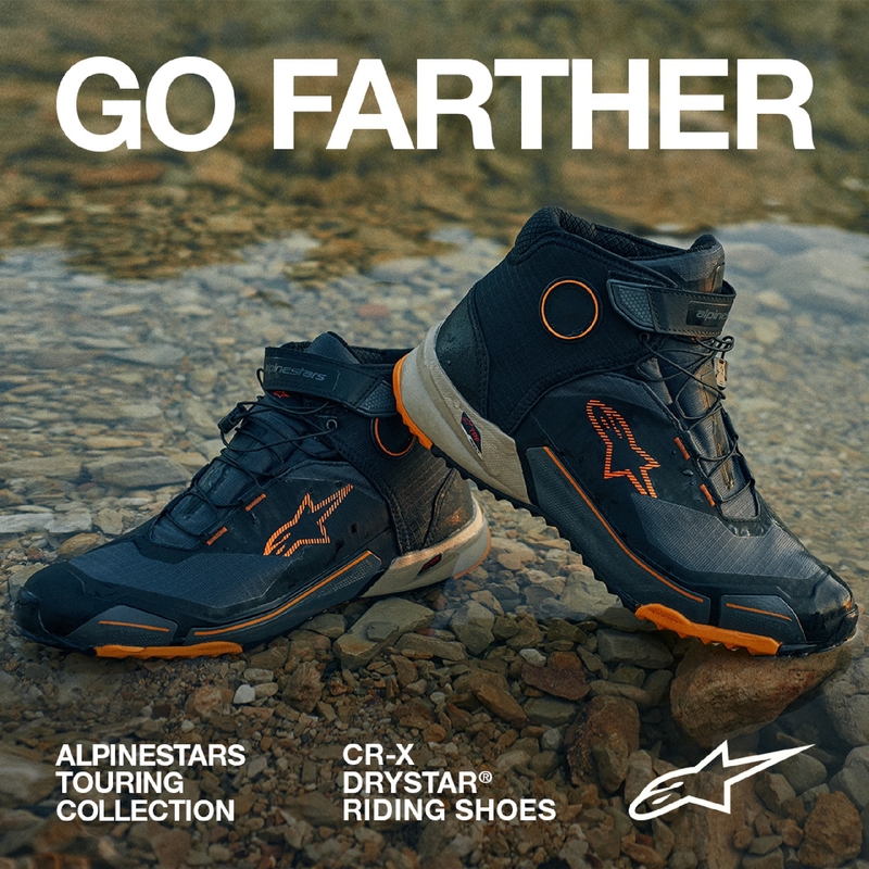 Μπότες μοτοσικλέτας Alpinestars CR-X Drystar μαύρο-καφέ-πορτοκαλί